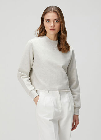 A.p.c.  Kadın Label F Logo Patchli Crop Sweatshirt Bej Xs