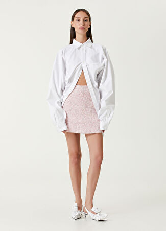 Balenciaga Kadın Mini Tweed Etek Pembe Xs
