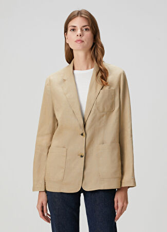 Tommy Hilfiger Kadın Bej Keten Blazer 42