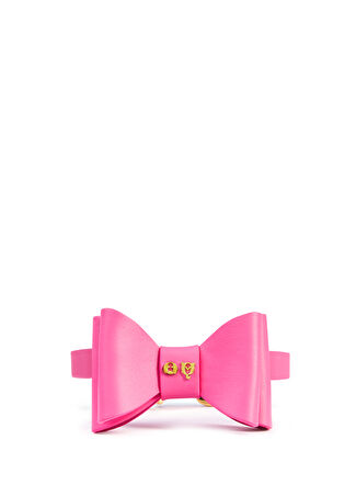 Moshiqa Paris Hilton X Kurdele Detaylı Metapink Bow Deri Köpek Boyun Tasması Pembe L -1