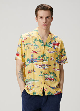 Polo Ralph Lauren Erkek Sarı Figür Desenli Kısa Kollu Gömlek M -1