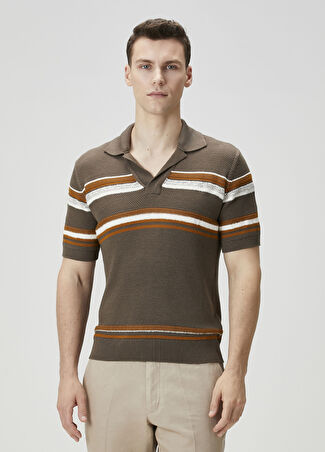 Zegna Erkek Kahverengi Polo Yaka Kısa Kollu Triko 48 It