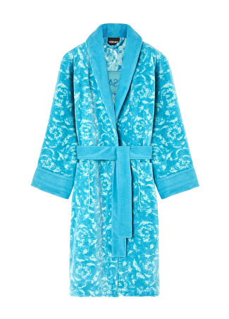 Versace Mavi Desen Jakarlı Bornoz