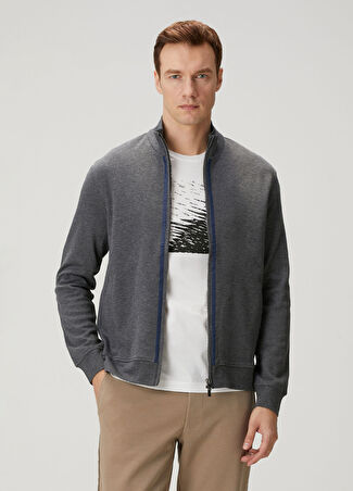 Pal Zileri Erkek Koyu Gri İpek Sweatshirt 50 It