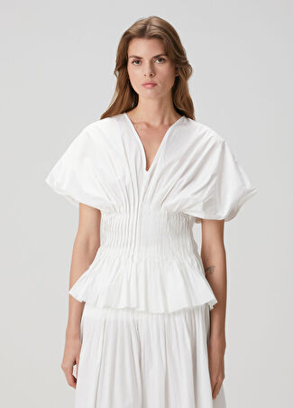 House Of Dagmar Kadın Beyaz Pile Detaylı Bluz 38 Fr