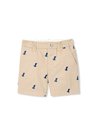 Jacadi Paris Erkek Bebek Bej Köpek Motifli Twill Şort 6 Ay -1