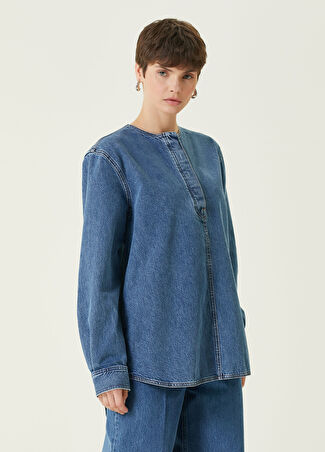 Toteme Kadın Oversize Mavi Denim Bluz 38 Fr