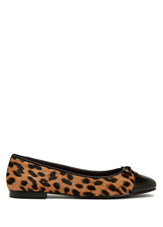 Tory Burch Kadın Cap-toe Leopar Deri Babet Kahverengi 7.5 Us -1