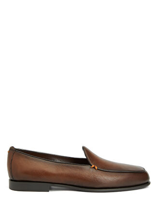 Santoni Erkek Koyu Kahverengi Deri Loafer 10 Uk -1