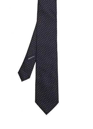 Zegna Erkek Koyu Mavi Desenli İpek Kravat