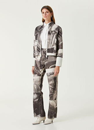 Helmut Lang Kadın Carpenter Relaxed Fit Baskılı Jean Pantolon Siyah 25 Us