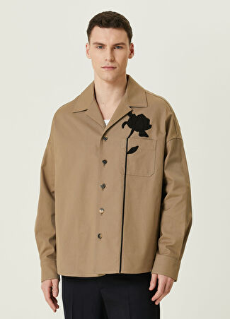 Valentino Erkek Bej Çiçek Aplikeli Dış Gömlek 48 It