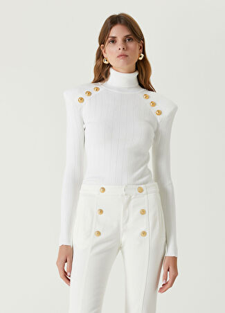 Balmain Kadın Beyaz Triko 36 It