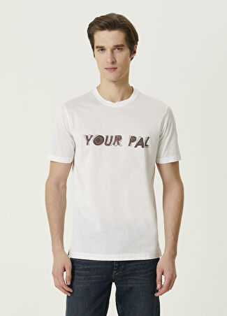 Pal Zileri Erkek Beyaz Logo Baskılı T-Shirt 50 It