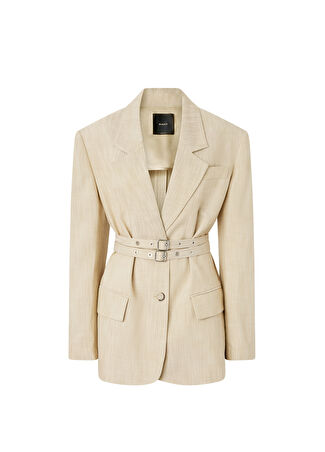 Pinko Kadın Emozioni Bej Dokulu Oversized Blazer Ceket 44 -1