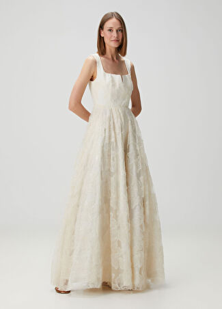 Beymen Collection Collection Kadın Kırık Beyaz Payeli Maksi Abiye Elbise 34