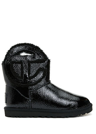 Ugg Kadın X Telfar Logo Mini Crinkle Deri Bot Siyah 36