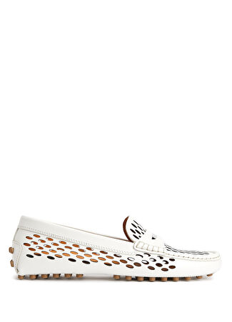 Tod's Kadın Gommino Beyaz Deri Loafer 38 -1