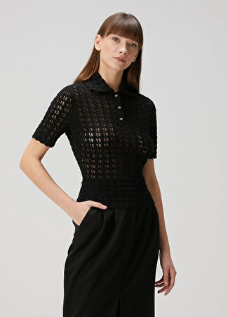 Dolce&gabbana Kadın Siyah Yün Polo Triko 40 It