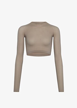 Alaïa Kadın Vizon Crop Bluz Kahverengi 40 It