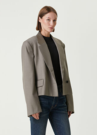 Agolde Kadın Callie Açık Haki Crop Yün Blazer M Us