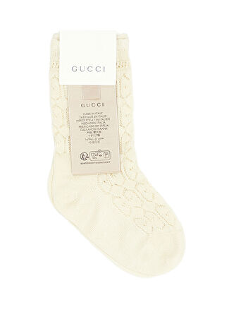 Gucci Çocuk Krem Jakarlı Bebek Çorap Bej