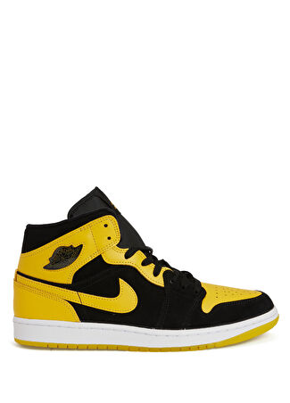 Nike Erkek Air Jordan 1 Mid Siyah Gri Deri Sneaker 41