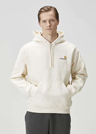 Carhartt Wip Erkek Hooded American Script Sweatshirt Bej S