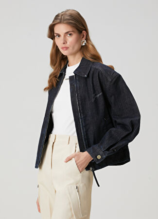 Jacquemus Kadın Canevas Oversize Koyu Mavi Denim Ceket Lacivert 34 It -1
