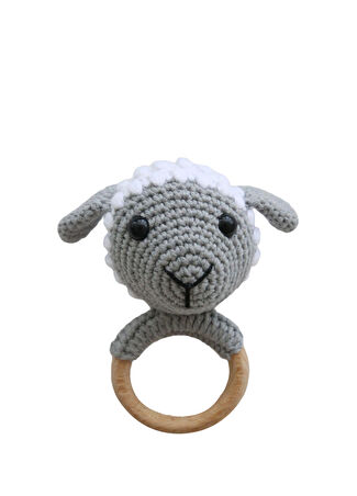Totzee Bebek Kuzu Gri & Beyaz Amigurumi Çıngırak -1