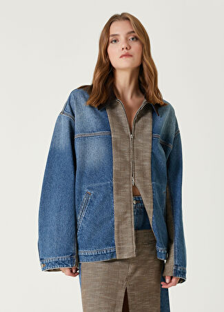 Stella Mccartney Kadın Mavi Vizon Denim Ceket M