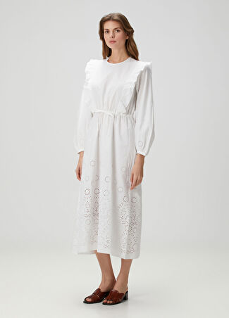 A.p.c. Kadın Ginger Beyaz Nakışlı Midi Elbise 34 It