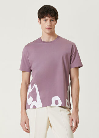 Limitato Erkek Baskı Detaylı Basic T-Shirt Mor S