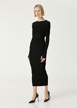 Balmain Kadın Siyah Midi Triko Etek 36 Fr
