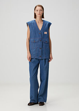 American Vintage Kadın Mavi Jean Pantolon S -1