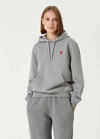 Ami Paris Kadın Gri Kapüşonlu Sweatshirt Xl -1