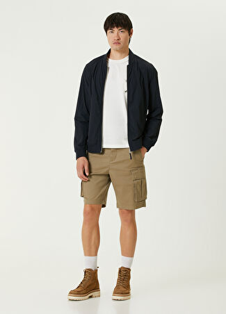 Allsaints Erkek Relaxed Fit Slane Bej Organik Pamuk Kargo Bermuda 34 Uk -1