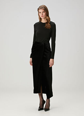 Balenciaga Kadın Siyah Midi Kadife Etek 40 It