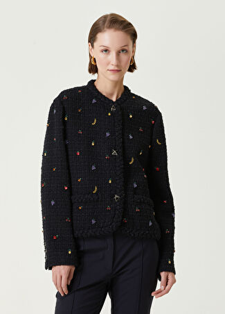 Valentino Kadın Siyah Taşlı Tweed Ceket 42 It