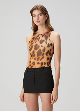 Cultnaked Kadın Leopar Desenli Atlet Kahverengi S