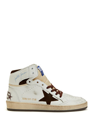 Golden Goose Kadın Sky Star Beyaz Bordo Deri Bilek Boy Sneaker 35