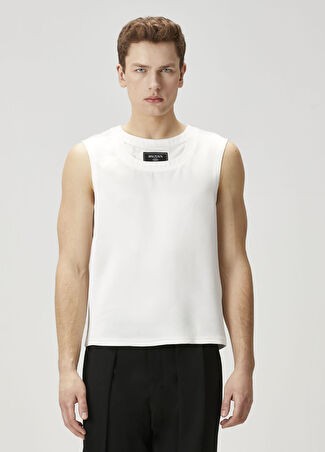 Balmain Erkek Beyaz Logo Detaylı Kolsuz T-Shirt 50 Fr