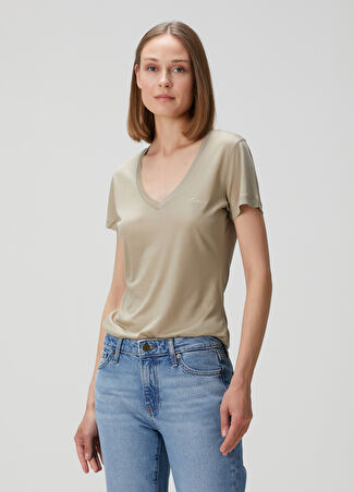 Guess Kadın Yeşil Logo Nakışlı T-shirt Xs -1