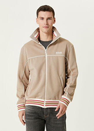 Golden Goose Erkek Haki Çizgi Desenli Sweatshirt S