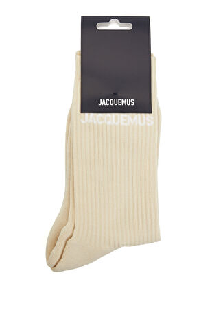 Jacquemus Kadın Krem Logo Jakarlı Çorap Bej 39-42