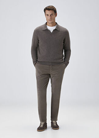 Collection Erkek Vizon Kadife Spor Pantolon Bej 48 It