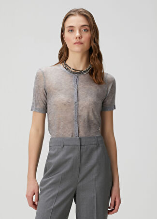 Beymen Collection Collection Kadın Gri Kısa Kol Yün Hırka Xs