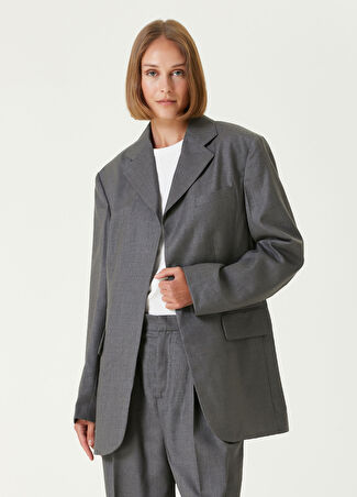 Teurn Studios Kadın Moon Relaxed Fit Gri Yün Blazer 34 It