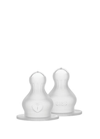 Bibs Bebek Silikon Orta Akış 2'li Biberon Ucu Beyaz -1