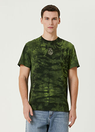 Mcqueen Erkek Haki Batik Desenli Logolu T-Shirt M